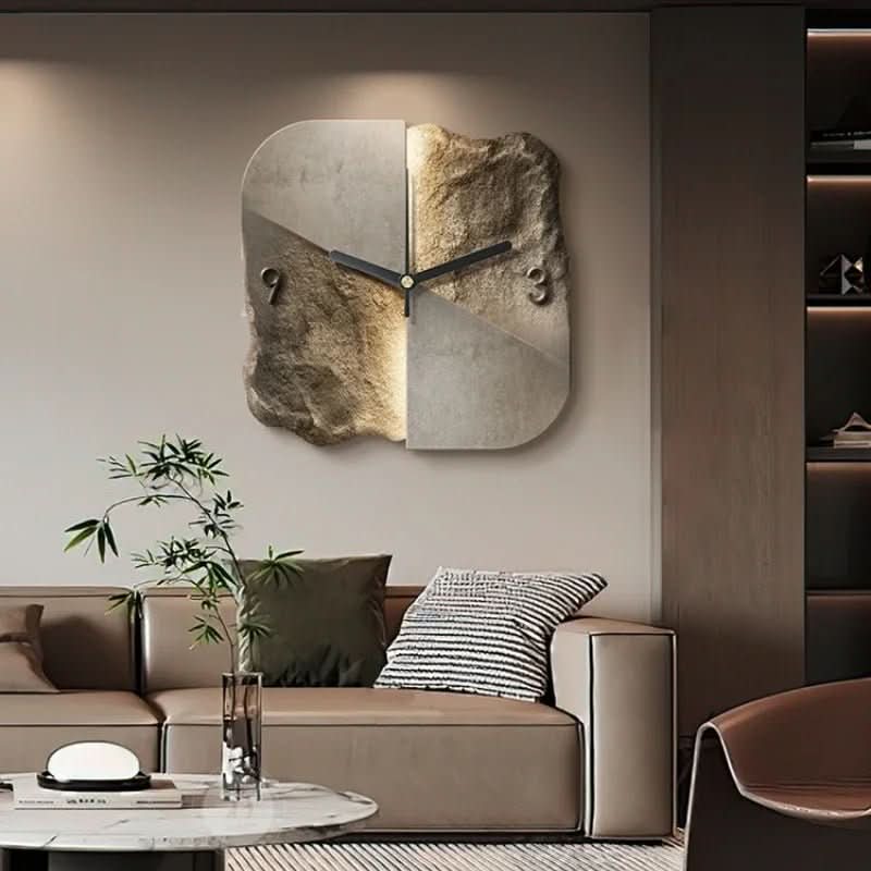 Modern Wall Clock  3D Relief Stone Texture Design - Product example