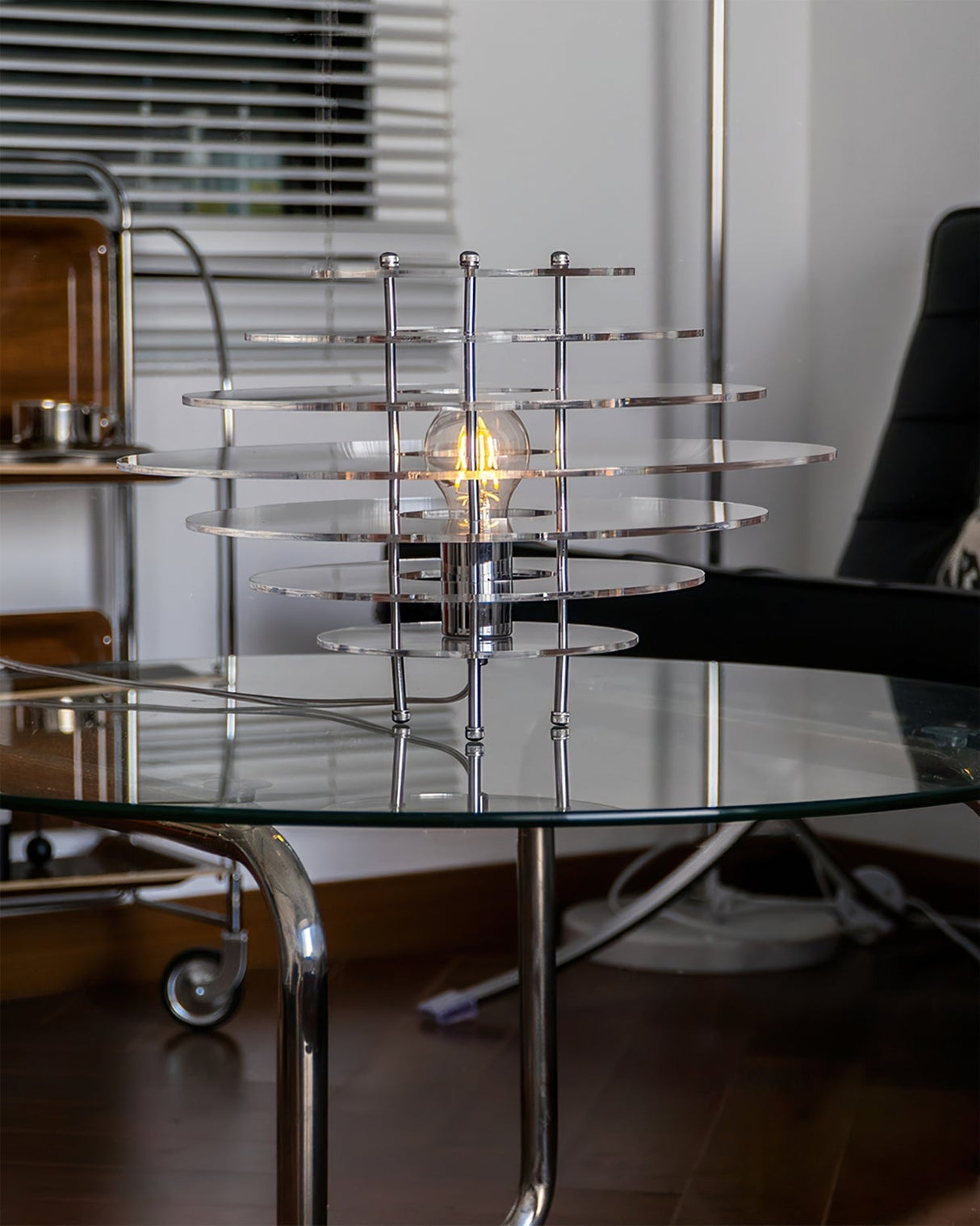 Modern Acrylic Table Lamp  Chrome Layered Design - Product detail 6