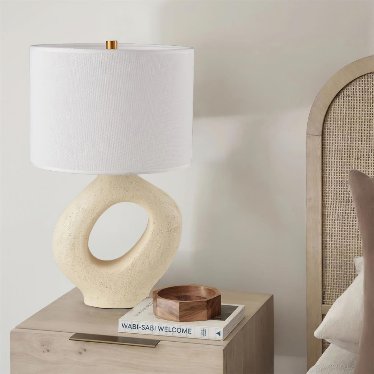 Modern Resin Table Lamp  Sculptural Base with Linen Shade - Product detail 13
