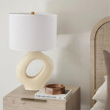 Modern Resin Table Lamp  Sculptural Base with Linen Shade - Product detail 13