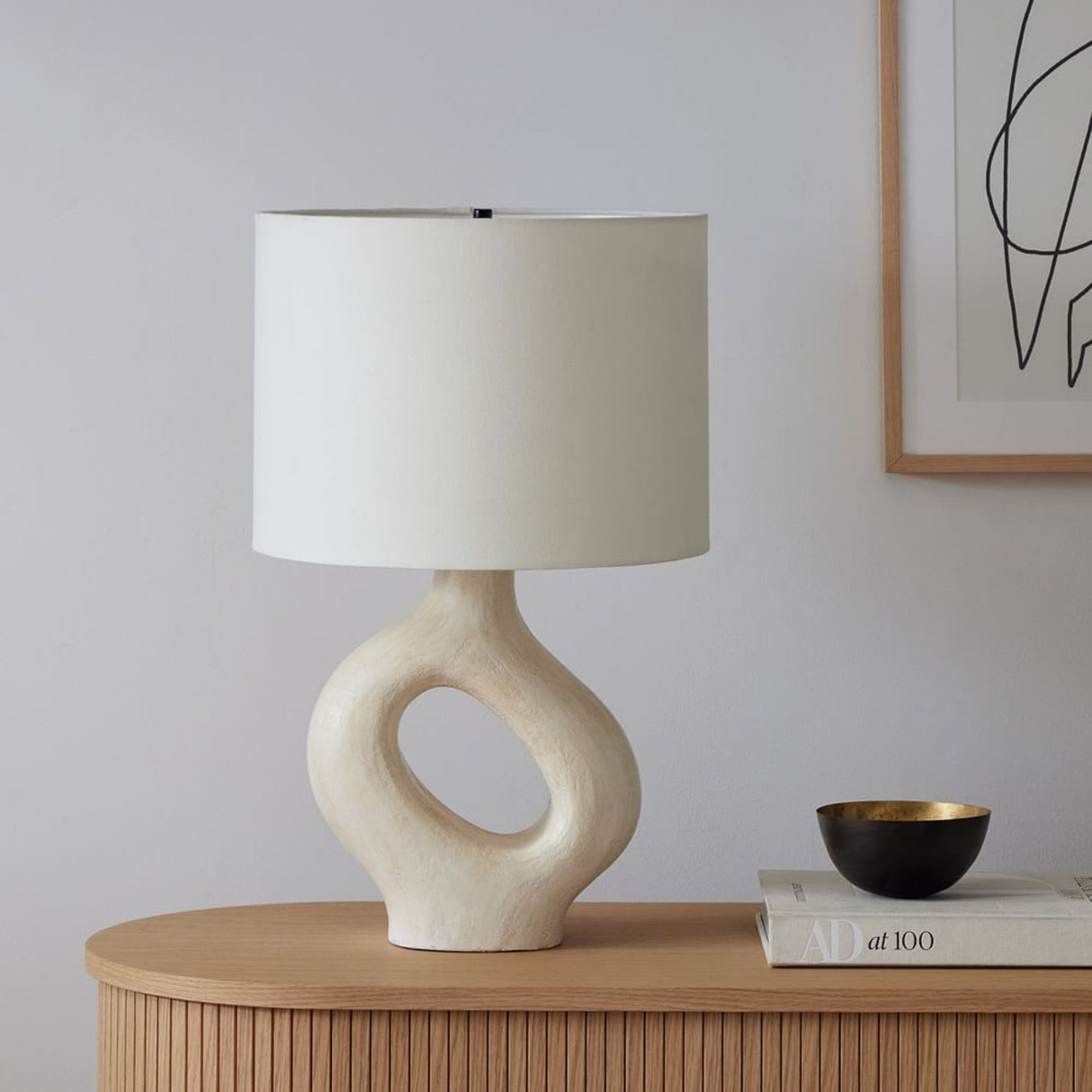 Modern Resin Table Lamp  Sculptural Base with Linen Shade - Product detail 9
