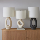 Modern Resin Table Lamp  Sculptural Base with Linen Shade - Product example