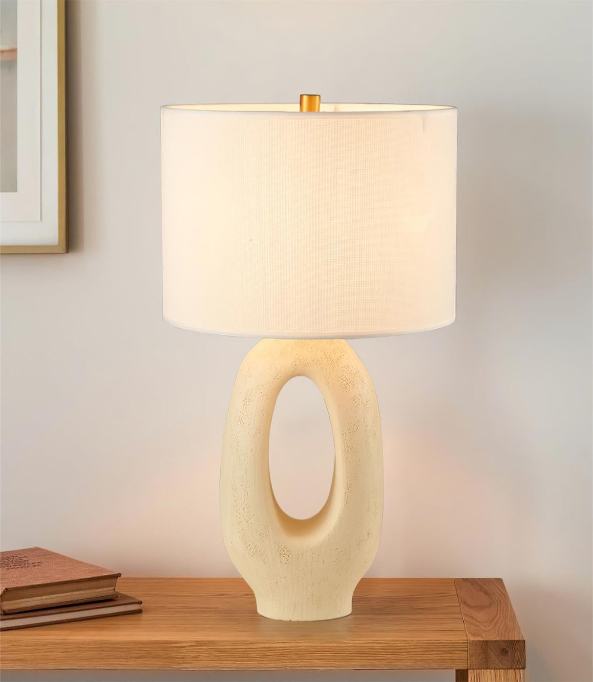 Modern Resin Table Lamp  Sculptural Base with Linen Shade - Product detail 23