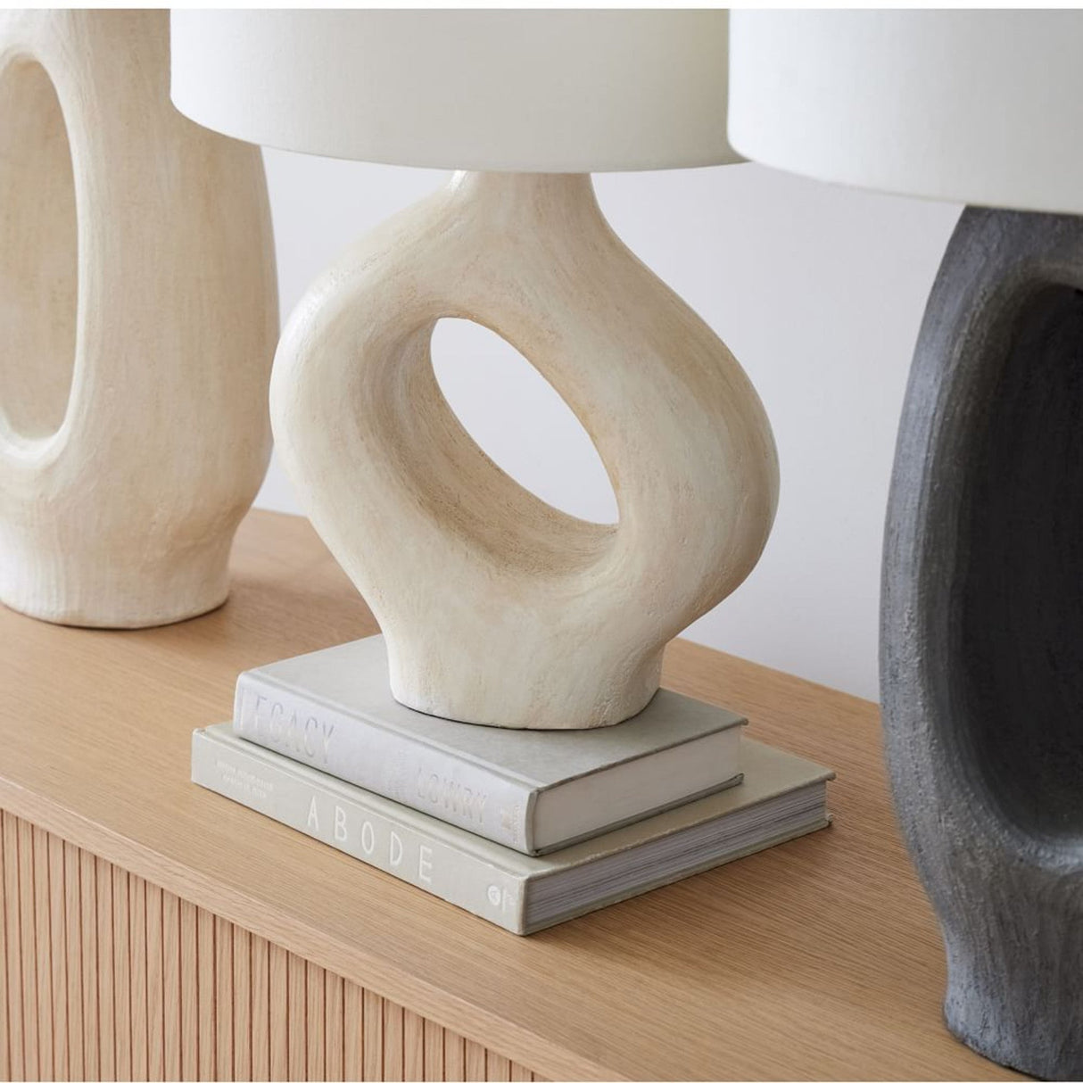 Modern Resin Table Lamp  Sculptural Base with Linen Shade - Product detail 10