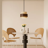 Modern Pendant Light  Stone Wood Dual Tone Design - Detailed view