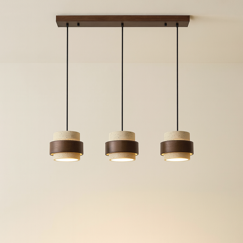 Modern Pendant Light  Stone Wood Dual Tone Design - Product detail 7