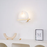 Modern Marble Wall Light  Round Alabaster with Brass Accent - Product detail 6