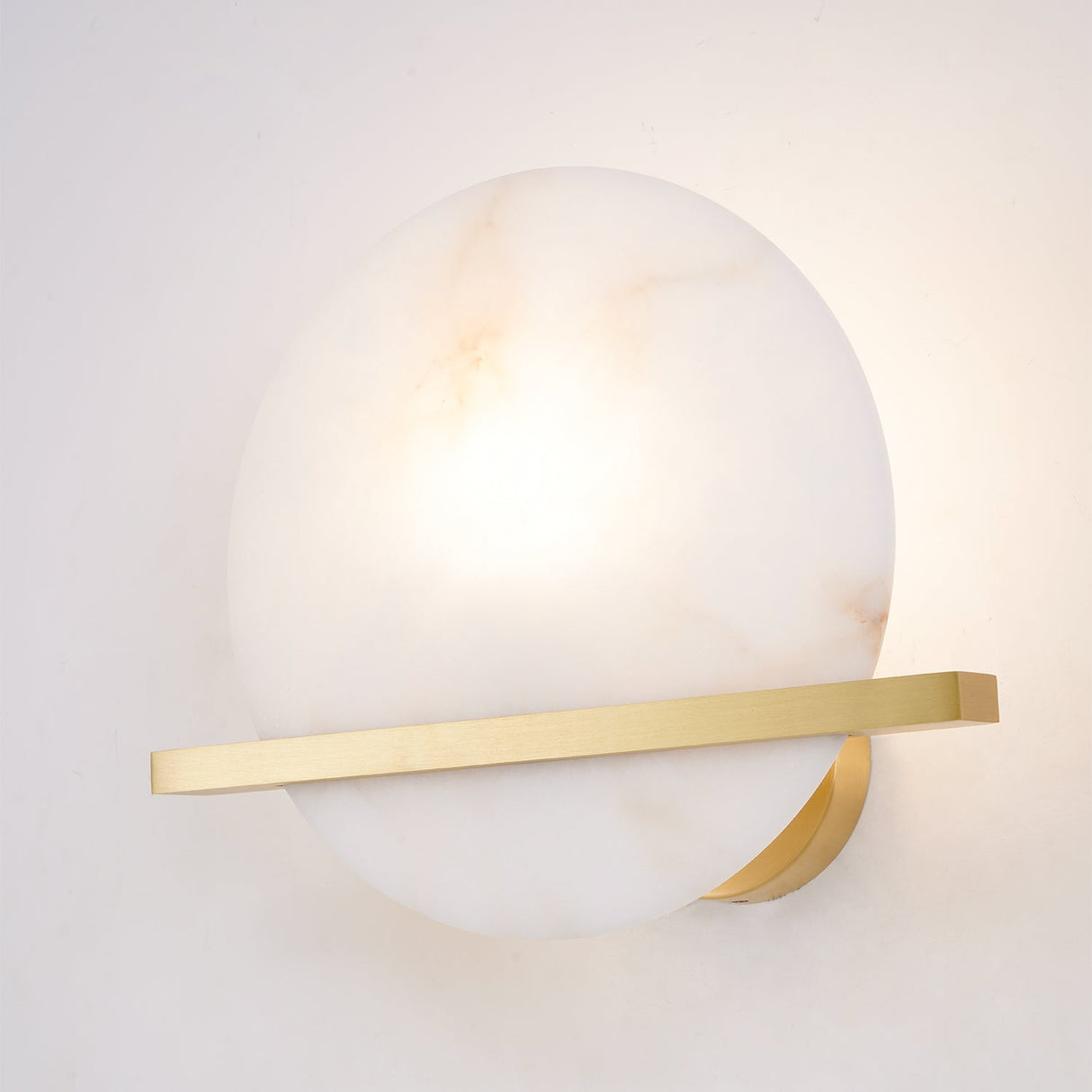 Modern Marble Wall Light  Round Alabaster with Brass Accent - Product detail 5