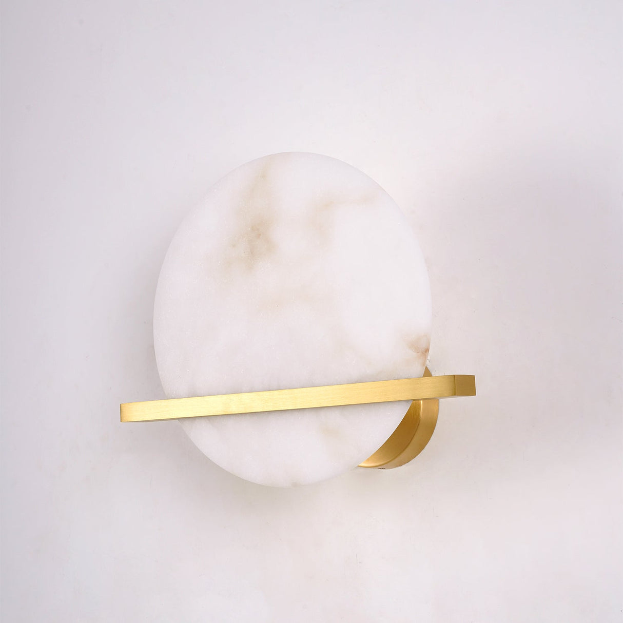 Modern Marble Wall Light  Round Alabaster with Brass Accent - Product detail 9