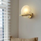 Modern Marble Wall Light  Round Alabaster with Brass Accent - Product detail 11