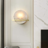 Modern Marble Wall Light  Round Alabaster with Brass Accent - Product detail 14