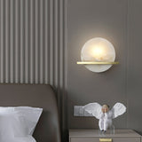 Modern Marble Wall Light  Round Alabaster with Brass Accent - Product detail 4