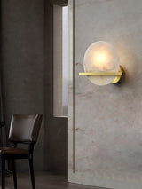 Modern Marble Wall Light  Round Alabaster with Brass Accent - Product detail 15