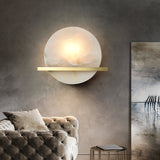 Modern Marble Wall Light  Round Alabaster with Brass Accent - Product detail 12
