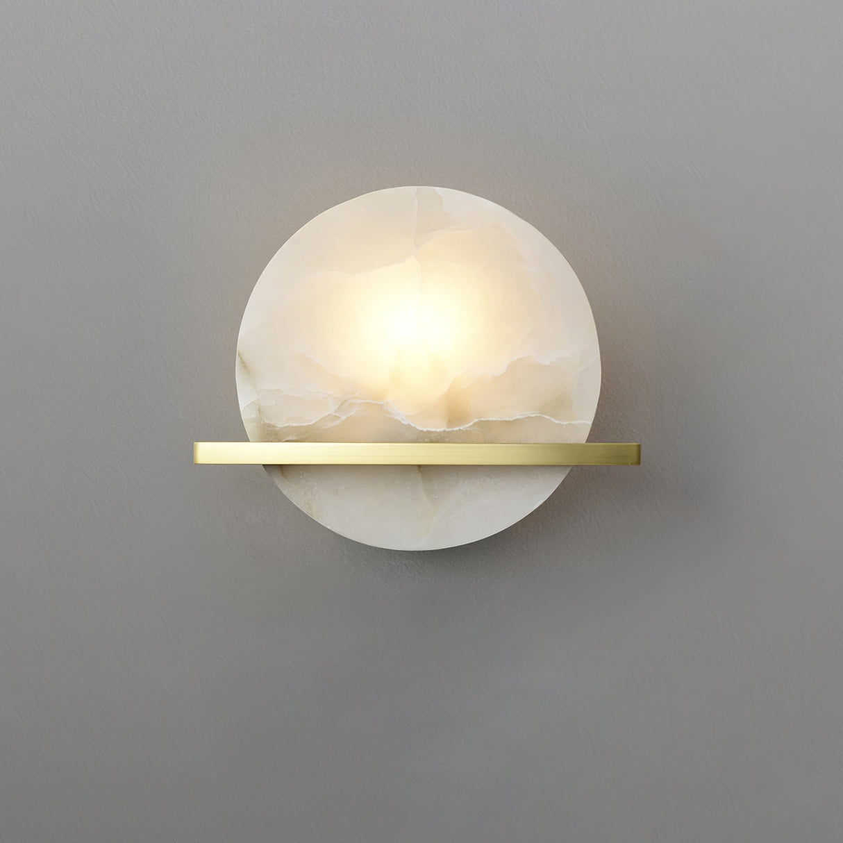 Modern Marble Wall Light  Round Alabaster with Brass Accent - Product detail 10