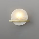 Modern Marble Wall Light  Round Alabaster with Brass Accent - Product detail 10