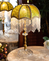 Victorian Table Lamp  Green Velvet Crystal Fringe Shade - Product detail 7