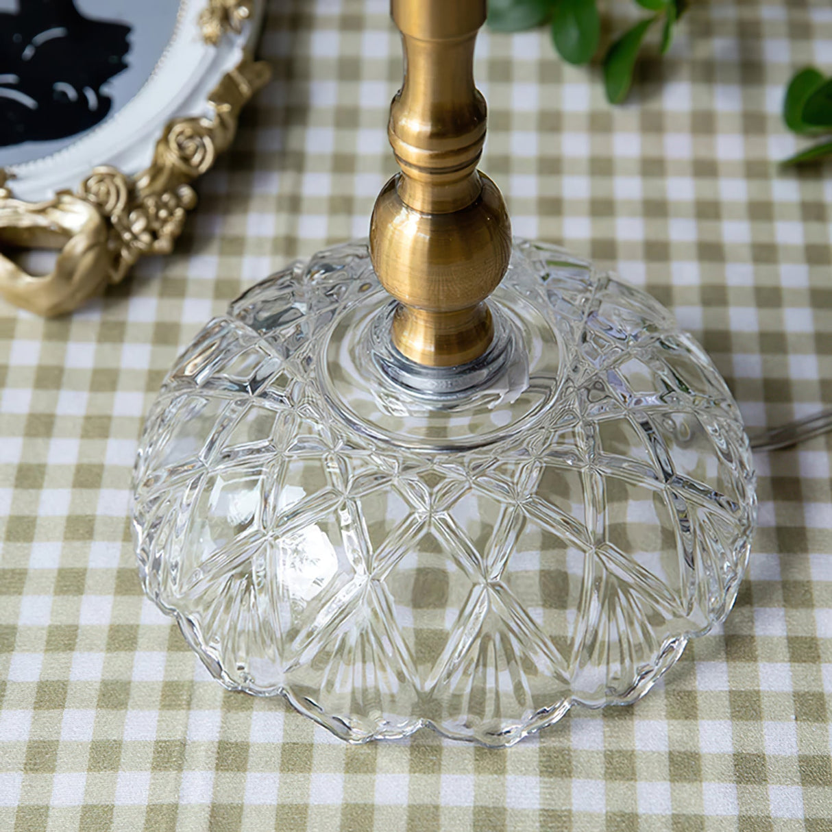 Victorian Table Lamp  Green Velvet Crystal Fringe Shade - Product detail 9