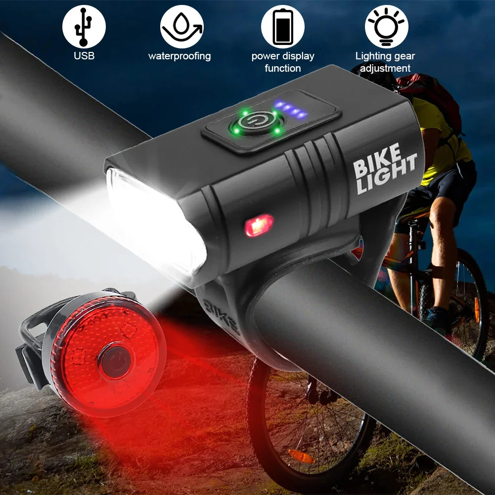 LED Bicycle Light Set  USB Rechargeable Front and Rear Safety Lights - Detailed view
