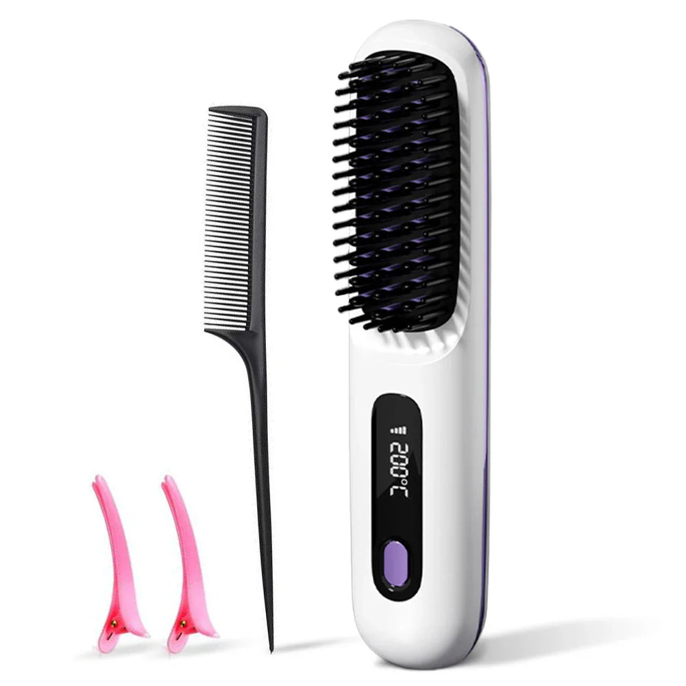 Ceramic Hair Straightening Brush  Digital Temperature Control - Product detail 6