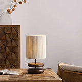 Modern Table Lamp  Stacked Walnut Base with Textured Shade - Product detail 4