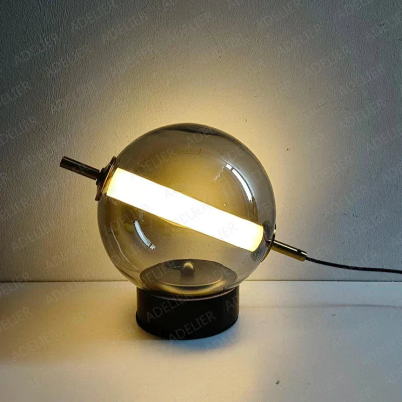 Modern Glass Table Lamp  LED Globe Design - Detailed view