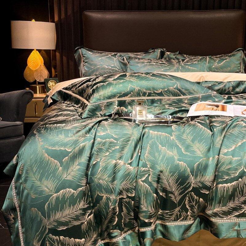 Tropical Luxury Bedding Set  Egyptian Cotton Leaf Pattern - Product detail 4