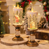 Christmas LED Candle Holder  Vintage Brass Base With Snow Globe Design - Product example