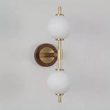 Modern Dual Globe Wall Light  Brass Wood Accent Design - Product detail 12