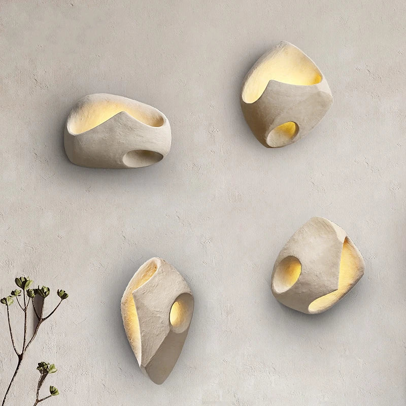 Minimalist Wall Sconce  Sculptural Cement Design - Product detail 7