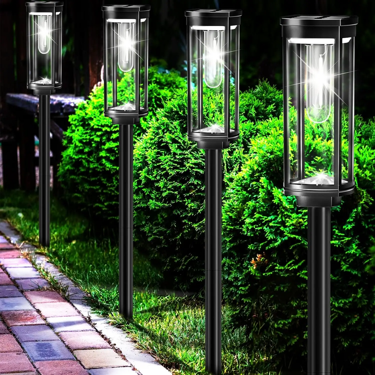 Solar Garden Path Lights  Glass Panel LED Lanterns - Product example