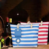 Insulated Wine Tote Bag  Nautical Stripe Dispenser Design - Product example