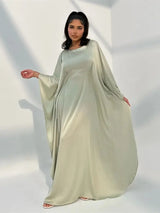 Elegant Maxi Dress  Flowing Cloak Sleeves Design - Detailed view
