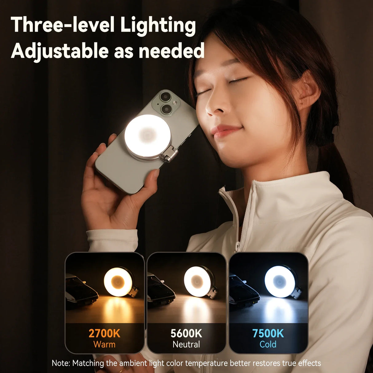 Magnetic Selfie Ring Light  Height Adjustable LED Phone Light - Detailed view