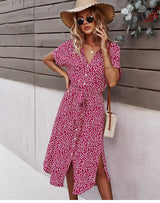 Floral Summer Maxi Dress  Button-Front V-Neck Design - Product detail 11