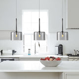 Contemporary Glass Pendant Lights  Clear and Red Cylinder Design - Product detail 8