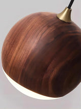 Modern Wall Sconce  Walnut Wood Globe with Brass Stem - Product detail 10