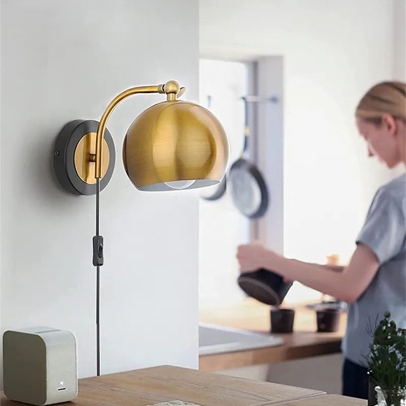 Vintage Wall Sconce  Gold Dome Adjustable Arm - Product example