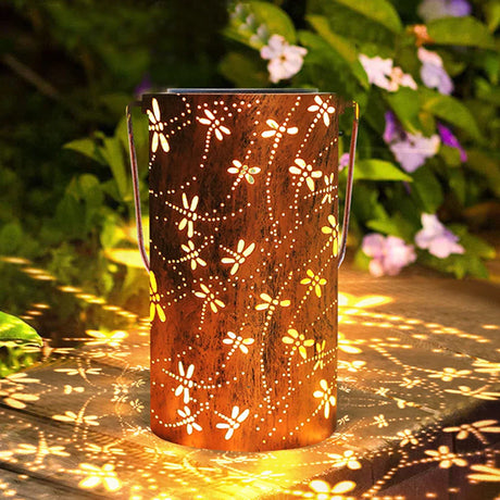 Solar Garden Lantern  Dragonfly Pattern Light Projector - Product showcase