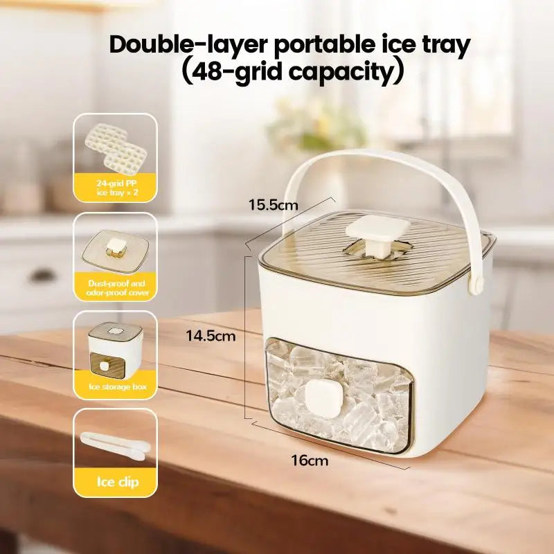 Modern Ice Cube Maker  Double Layer Storage With Handle - Product detail 5