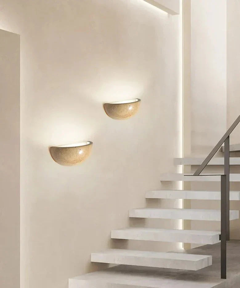 Modern Wall Light  Natural Travertine Half-Moon Design - Product detail 7