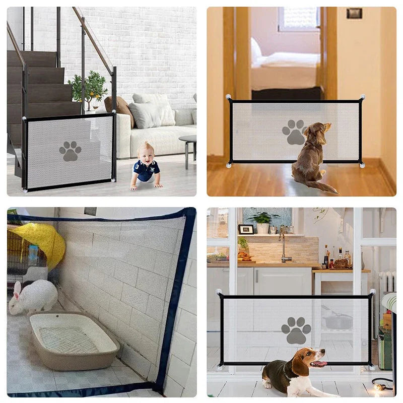 Retractable Pet Safety Gate  Mesh Barrier with Paw Print Design - Product detail 5