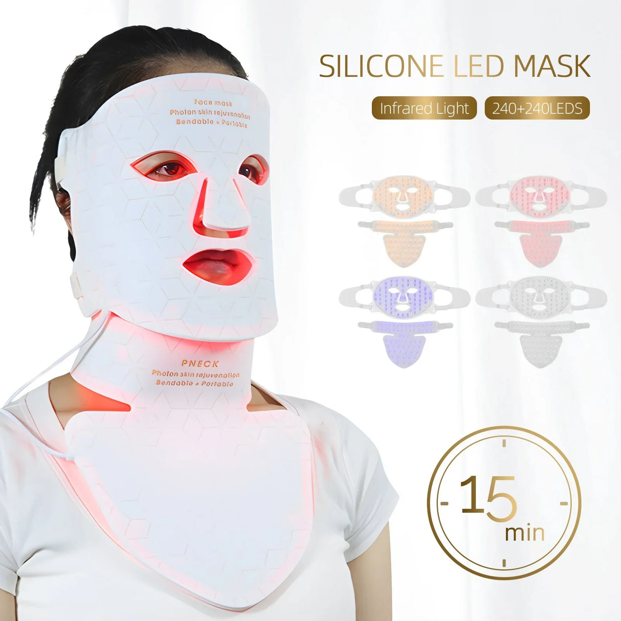 LED Light Therapy Mask  Professional Face  Neck Treatment - Product detail 4
