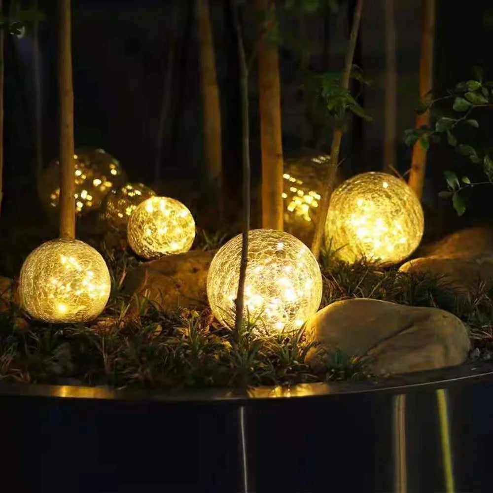 Solar Garden Globe Light  Crackled Glass Sphere Design - Product example