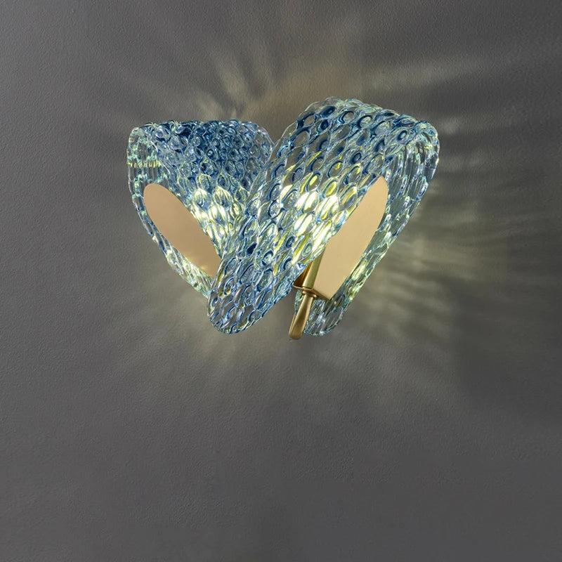 Modern Glass Wall Light  Textured Blue Copper Design - Product detail 5