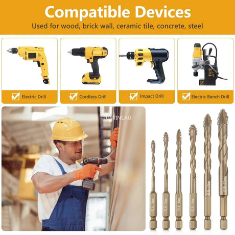 Professional Masonry Drill Bit Set  Titanium-Coated Multi-Surface Kit - Product showcase
