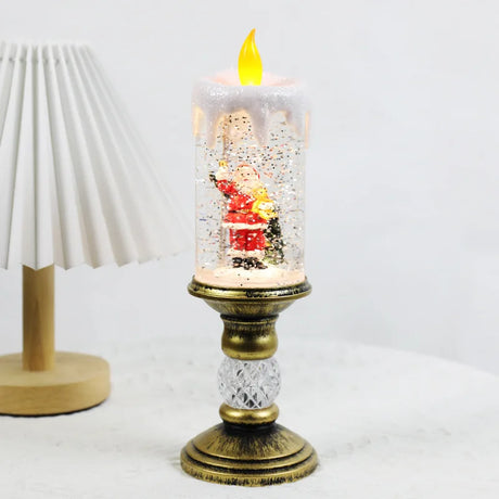 Christmas LED Candle Holder  Vintage Brass Base With Snow Globe Design - Product detail 8
