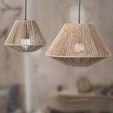 Geometric Wooden Ceiling Light  Natural Jute Rope Design - Detailed view