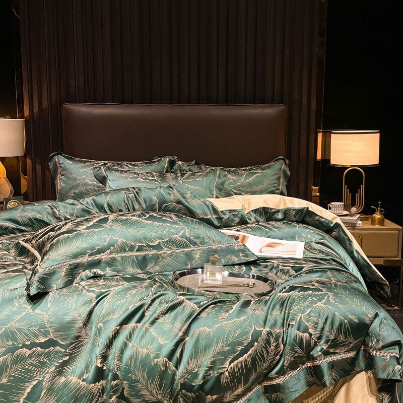 Tropical Luxury Bedding Set  Egyptian Cotton Leaf Pattern - Product detail 5
