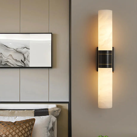 Modern Marble Wall Light  Copper Accent Strip Design - Product detail 4